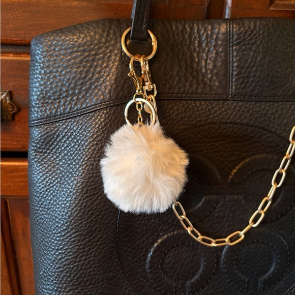 Handbags - ♥️💖 Cream Faux Fur Puff Ball Bag Charm or Keychain NWT